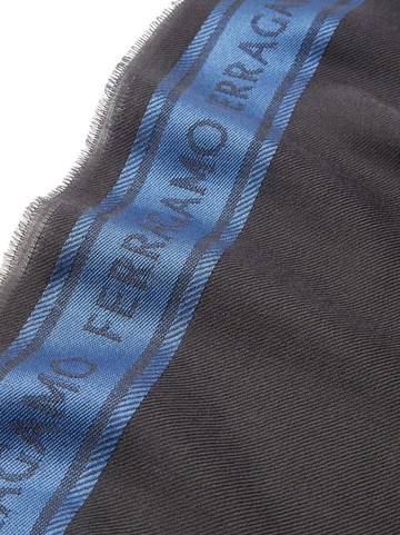 Ferragamo - colour-block logo-print scarf - men - Silk/Wool - One Size - Grey