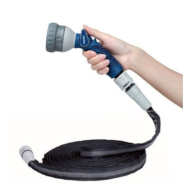 HOKAS 15米專業防凹折強力水管搭配六段式園藝水槍套組 HOKAS S424