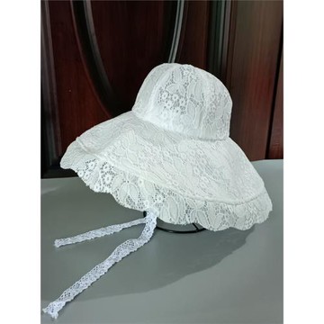 夏天蕾絲太陽帽女2025新款大沿長帶子優雅甜美日系沙灘大檐遮陽帽