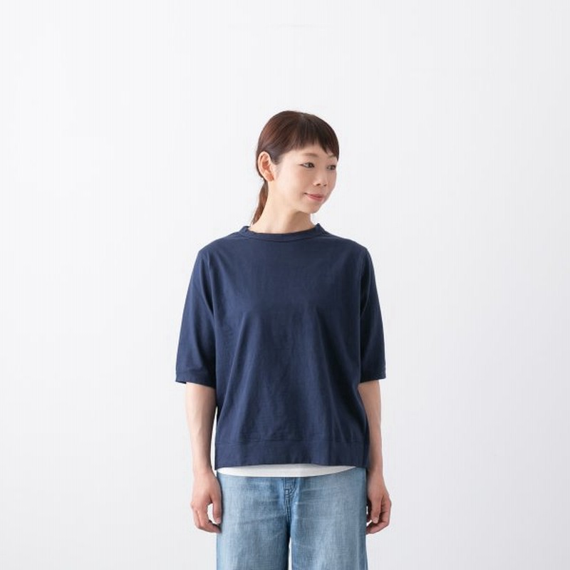 ダナファヌル レディース Tシャツ クルーネック 5分袖 カットソー 綿 ホワイト キナリ ブラウン カーキ ブルー ネイビー ベージュ 日本製 メール便ok 通販 Lineポイント最大0 5 Get Lineショッピング