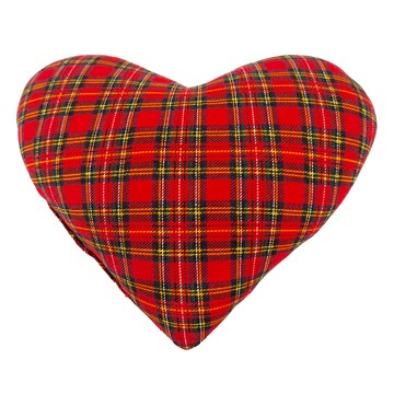 LASSLEY 蕾絲妮 格紋愛心枕 舒適棉絨枕 台灣製造  聖誕紅格  小(20 x 24 x 10cm)  1入