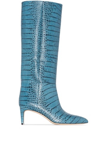 Paris Texas - crocodile-effect 60mm boots - women - Leather/Leather/Leather - 40 - Blue