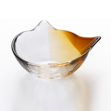 ADERIA 日製工藝 11.4cm 貓咪玻璃碗｜橘耳｜單品