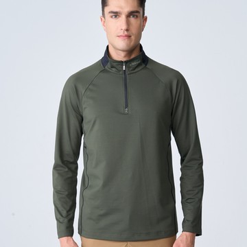 Wildland荒野男前襟拉鍊彈性保暖機能衣長春藤綠