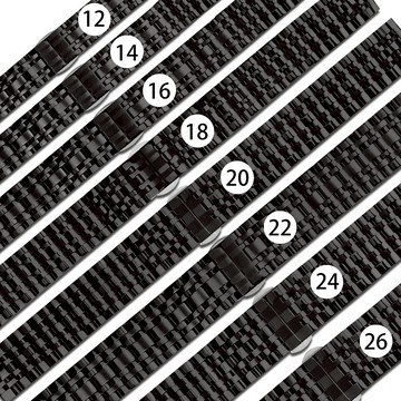 Watchband / 12.14.16.18.20.22.24.26mm / 各品牌通用 亮光色澤 蝴蝶雙壓扣 不鏽鋼錶帶 黑色 ＃852-42-BK