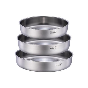 慕廚304不銹鋼盤子圓盤菜盤碟子餐盤加厚創意家用菜碟22/24/26cm