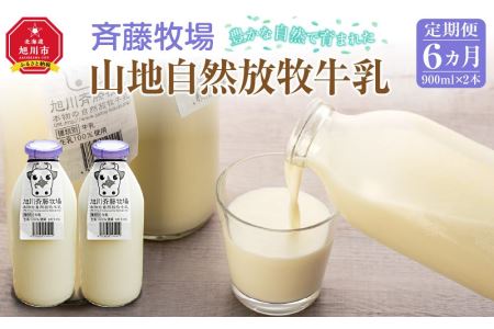 斉藤牧場の山地自然放牧牛乳（900ml×2本×6回）