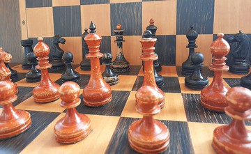 古董紅黑棋子老俄羅斯國際象棋套裝 1950 年代蘇聯棋子蘇聯