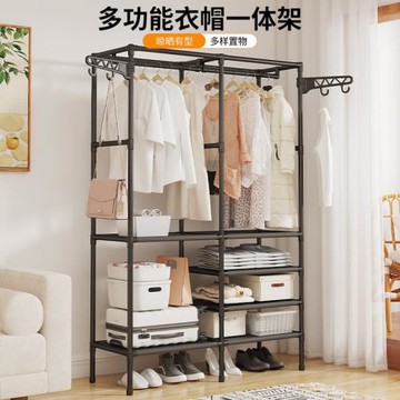 簡易衣帽架多功能落地雙排衣架掛衣架晾衣架臥室家用加固時尚簡約