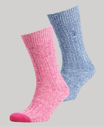 Superdry Women's Unisex Organic Cotton Twist Sock Pack Multiple Colours / Light Blue/Pink - Size: M/L