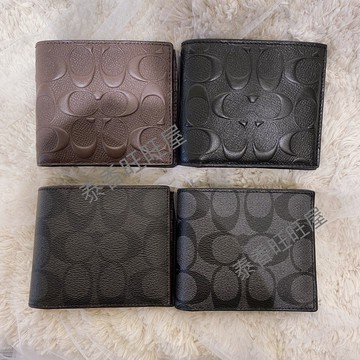 【COACH】 F75371 F74993 短夾 男用短夾 皮夾 名片夾 立體浮雕防刮大LOGO經典款｜迷人香氛◆全館現貨快出
