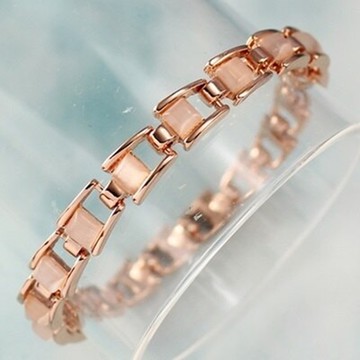 [米蘭精品] 玫瑰金手鍊貓眼石手環-簡約大方時尚百搭情人節生日禮物女飾品73ku38