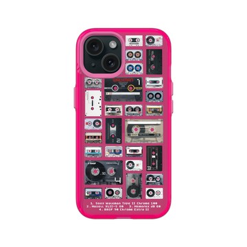 iPhone 15 Clear 粉漾桃 - RHINO LIVE - 復古卡帶
