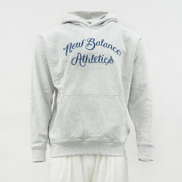 New Balance 男款 灰白紫色 運動 休閒 帽T 磨毛 美規 文字 上衣 連帽 長袖 MT51935AHH