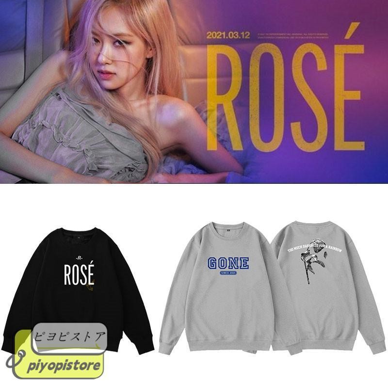 送料無料◇BLACKPINK ROSE 「R」 韓流グッズ スウェット 春秋 丸首