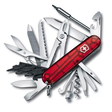 【Victorinox 瑞士維氏】瑞士刀 CYBER TOOL L電腦工具刀 39用刀-透紅(1.7775.T)