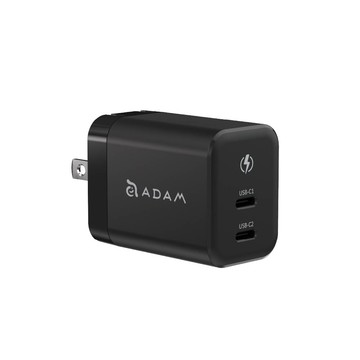 【Adam】X45C+ GaN 45W 雙孔 USB-C 迷你快速電源供應器 黑色