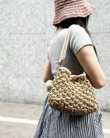 【拉菲漫步袋】悠行米栗色 肩背/斜背/手工編織包