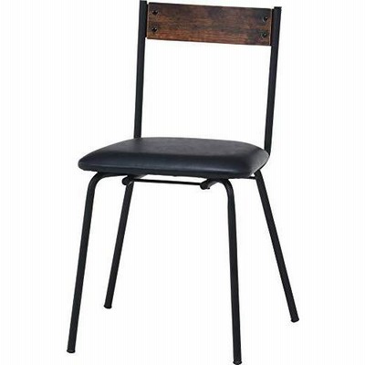不二貿易 ダイニングチェア クッション 幅48×奥行51×高さ74cm 座面高さ45cm ブラック ヴィンテージ風 ナビア 14660