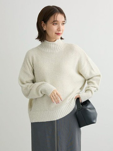 金銀絲閃光落肩高領針織上衣(06000213200) - Green Parks