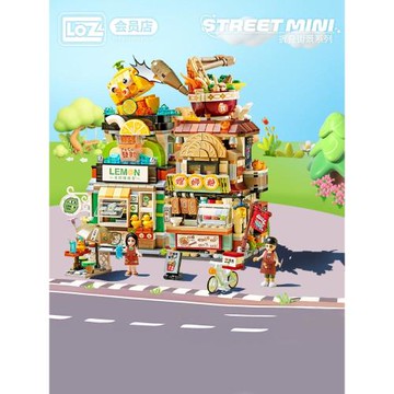 LOZ/俐智檸檬茶店 螺螄粉店 街景小顆粒積木拼裝兒童玩具組裝國產