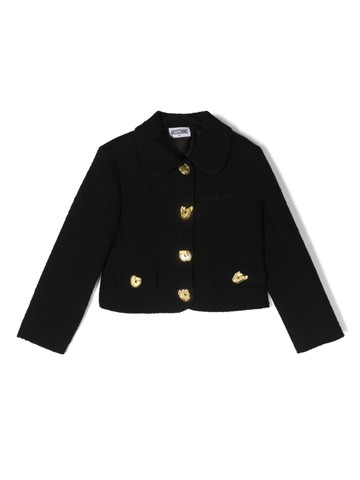 Moschino Kids - cropped wool-blend tailored jacket - kids - Cupro/Polyester/Wool - 6 - Black