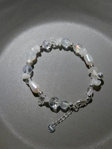 專屬訂製/天然石手鍊/月光石/白水晶