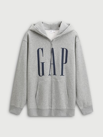 男裝 Logo印花刷毛連帽外套-淺灰色