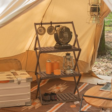 Naturehike 可折疊三層實木置物架 胡桃木色 JJ016