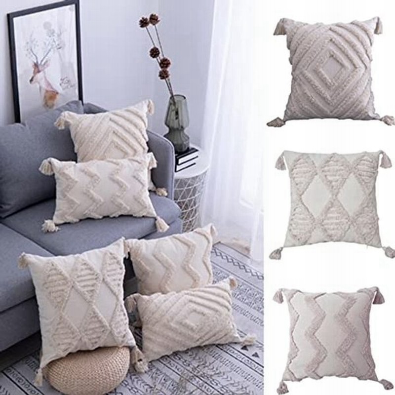 Lamistad クッションカバー 45cm X 45cm おしゃれ かわいい 北欧 フィリンジ タッセル 白 デニム インテリア お部屋 通販 Lineポイント最大0 5 Get Lineショッピング