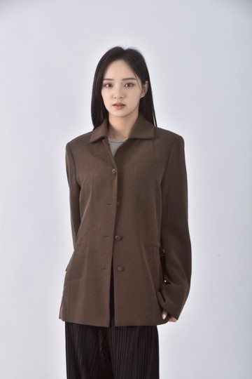 (M) chyontyieei翻領排扣棕色外套