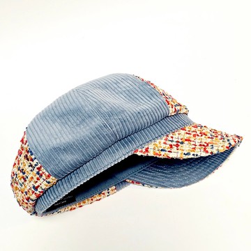 【HiGh MaLi】冬季報童帽/俏皮拼接/藍紅編織格#小香風#編織毛料