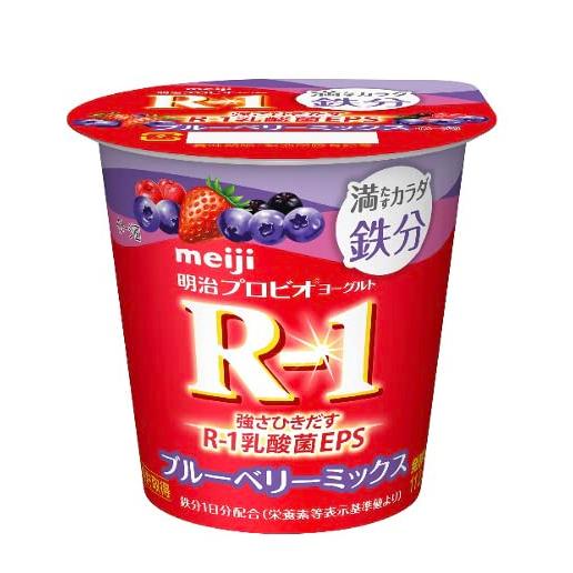 明治 R-1 ヨーグルト食べる タイプ(満たすカラダ鉄分ブルーベリーミックス）112g ×12コ