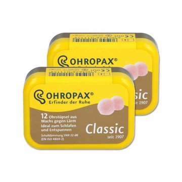 Ohropax (2盒超值組)德國安耳悠-Classic柔軟蠟質靜音耳塞6對/黃盒(凡士林親膚隔音耳塞,SNR 22dB降噪規格,CE歐盟認證,減低外在干擾)