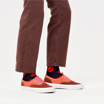 瑞典 HAPPY SOCKS Season系列-浪漫唇印記 - 深藍色-EU(36~40)
