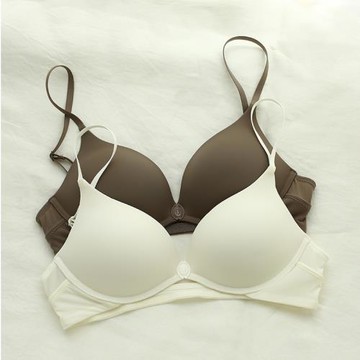 簡約無痕光面前扣露背美背文胸薄款無鋼圈大胸顯小涼感透氣內衣