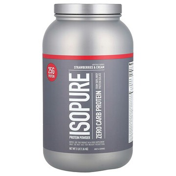Isopure, 零碳水化合物，蛋白質粉，草莓和奶油，3 磅（1.36 千克）