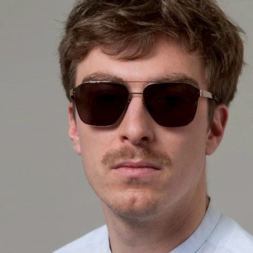 ic! berlin 太陽眼鏡 Jonathan I Large Rose Gold 雙槓方框 - 金橘眼鏡