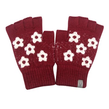 CB皮標花朵半指手套-多色任選