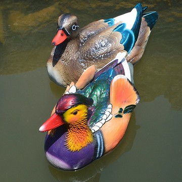 仿真浮水特色鴛鴦漂浮擺件魚池假山噴泉魚缸景觀裝飾池品田園