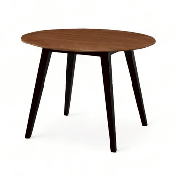 艾伯106CM大圓桌｜胡桃色餐桌・實木黑腳設計 TTB014