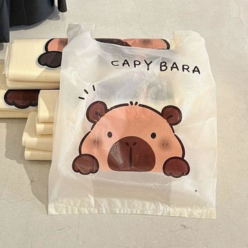 🎀樂貝兒優選🎀塑料袋 購物袋 卡皮巴拉背心袋 小飾品袋 禮品服裝店手提袋 卡通包裝購物 袋定製