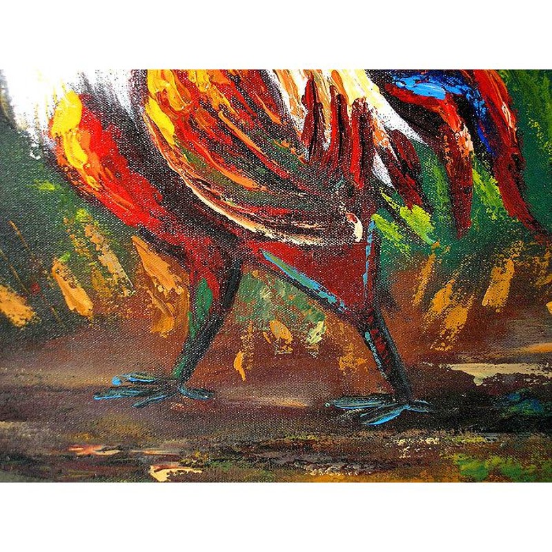 バリアート 絵画 L 縦『闘鶏』 おしゃれな インテリア 壁掛け