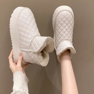 厚底雪地靴女皮毛一體2022年冬季新款增高短筒加厚加絨保暖棉鞋子