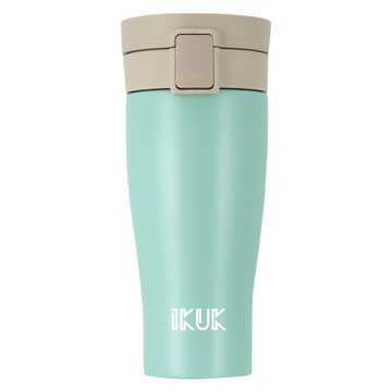 IKUK 艾可 真陶瓷保溫杯 按壓彈蓋保溫杯 車架可放/彈蓋杯/陶瓷保溫瓶/咖啡保溫杯/運動水壺/保溫瓶  漾藍綠色  520ml  1個