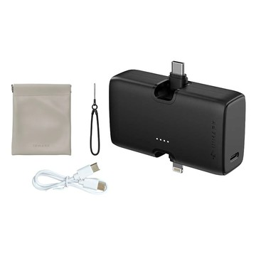 iNMARK 創麥科技 小方塊行動電源 2合1快充版 5000mAh USB-C + Lightning 附掛繩 + 收納袋 + 充電線  夜幕黑  GCB01