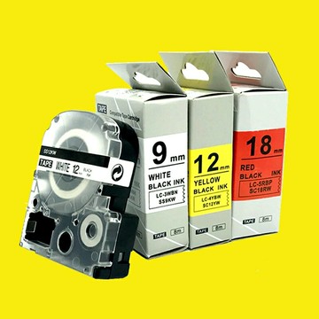 普貼色帶適用于標簽機SR230C/LW-600P，SS12KW打印紙12MM白底黑字