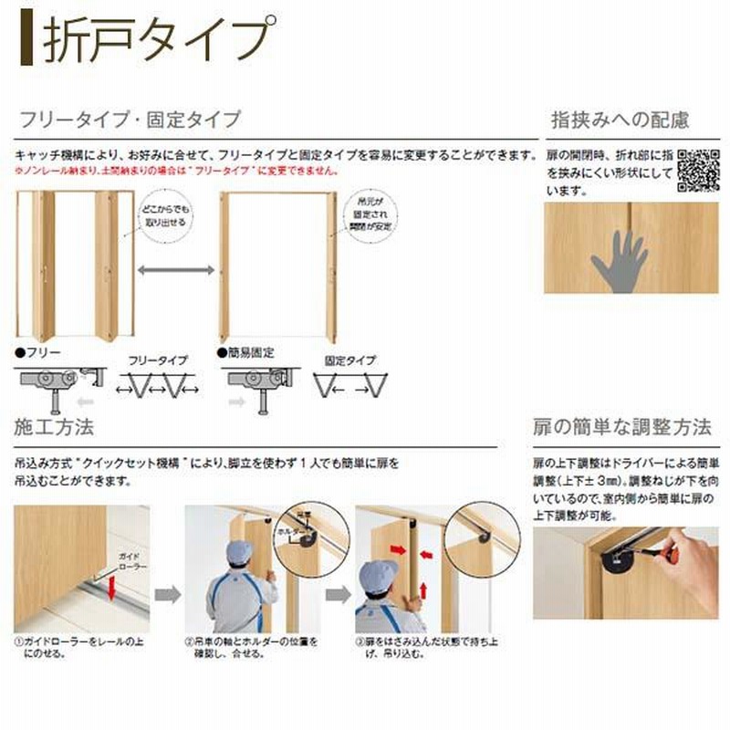 クローゼットドア 3枚折戸 TA/YA1 ノンケーシング枠 四方枠25520