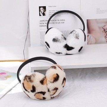 真獺兔毛豹紋加厚耳套保暖冬季耳捂子耳罩護耳耳包男女款可愛休閑
