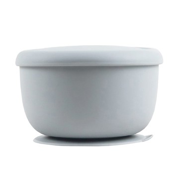 SiliPot 鉑金矽膠吸盤碗 韓國製造 可微波 冷藏冷凍 底部吸盤  冷灰  1個